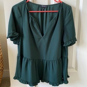 Madewell blouse - deep green, size M